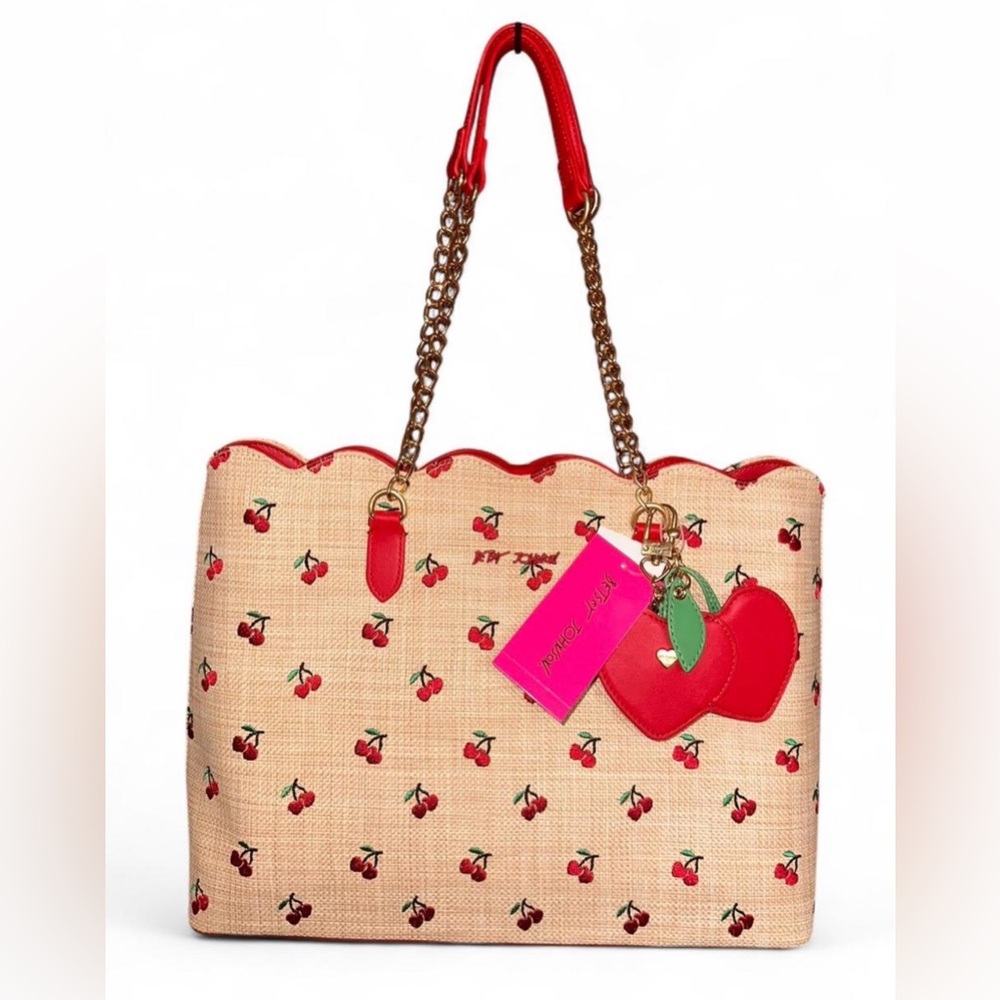 Betsey Johnson Red Cherry Print Tote Bag